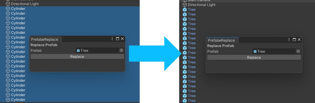 【Unity拡張エディタ】任意のPrefabで置き換えるやつ