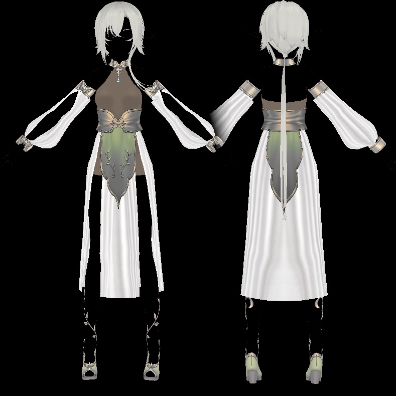 【vroid衣装＋髪】エルフの服と髪【デフォルト改変】