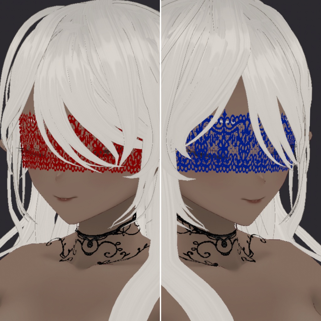 【Vroid正式版ヘア】レースの目隠し(ベネチアンマスク)【全四色】