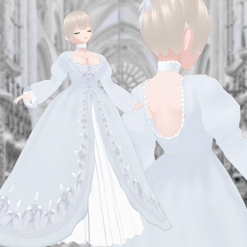 【Vroid正式版】ホワイト・ヴィクトリアンドレス【服テクスチャ】