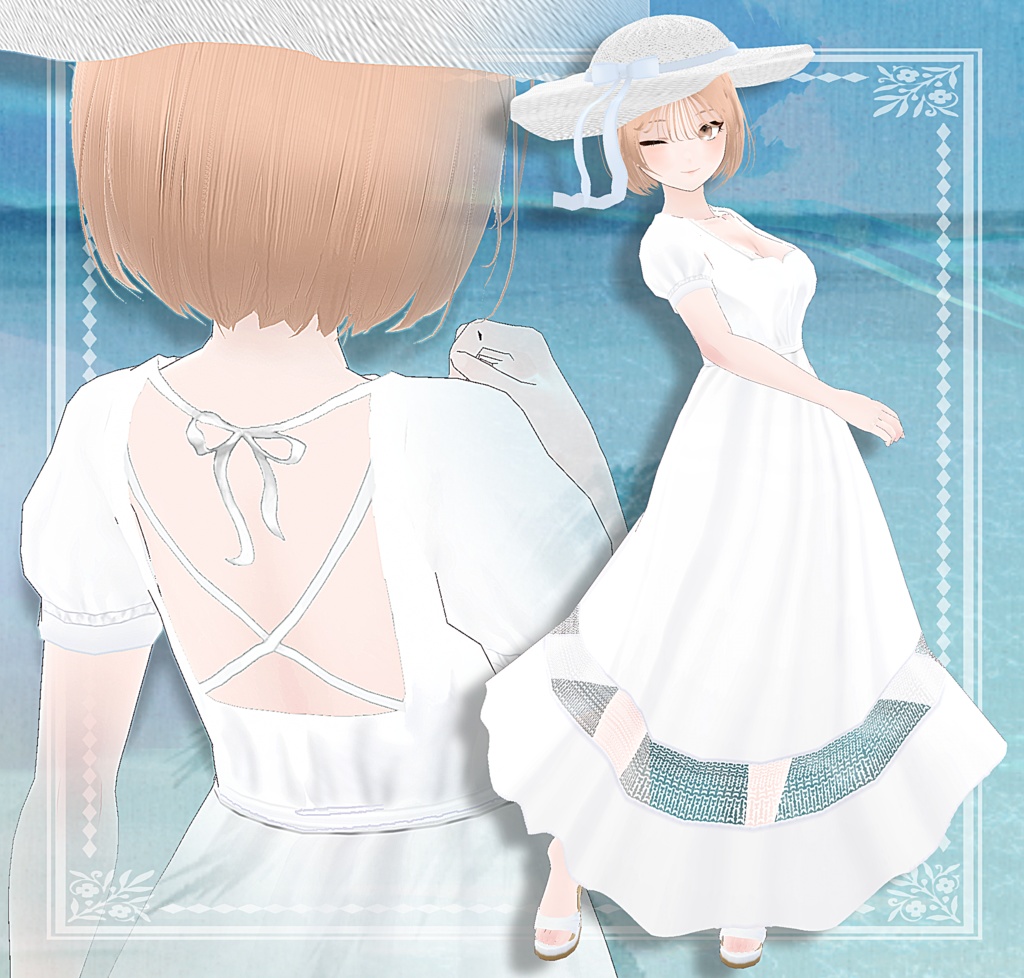 【2way+マーメイドスカート】深窓令嬢のサマードレス【帽子単体購入OK!】