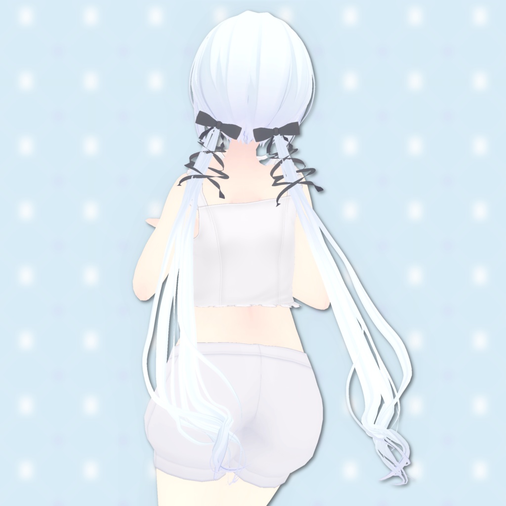 【Vroid正式版ヘア】リボン巻きつきローツイン🎀