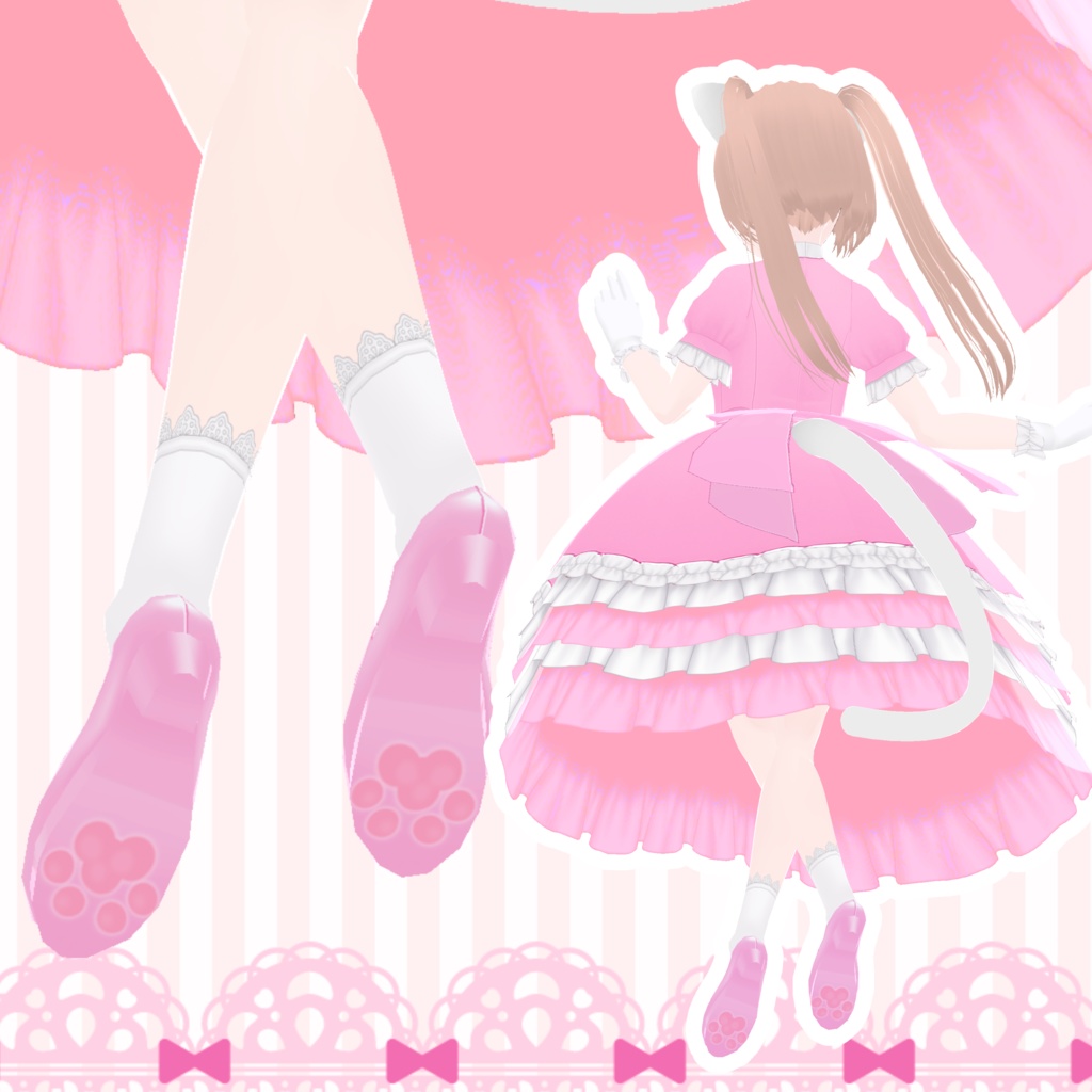 【Vroid衣装】にくきゅう四段フリルロリータ(=^・^=)