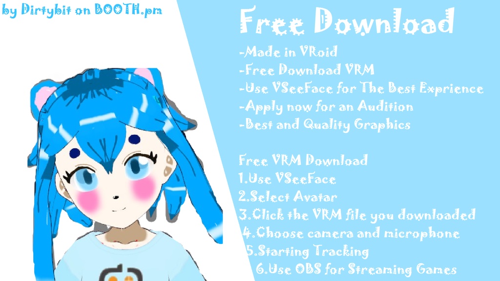 Dbchan blue hair girl vroid free download