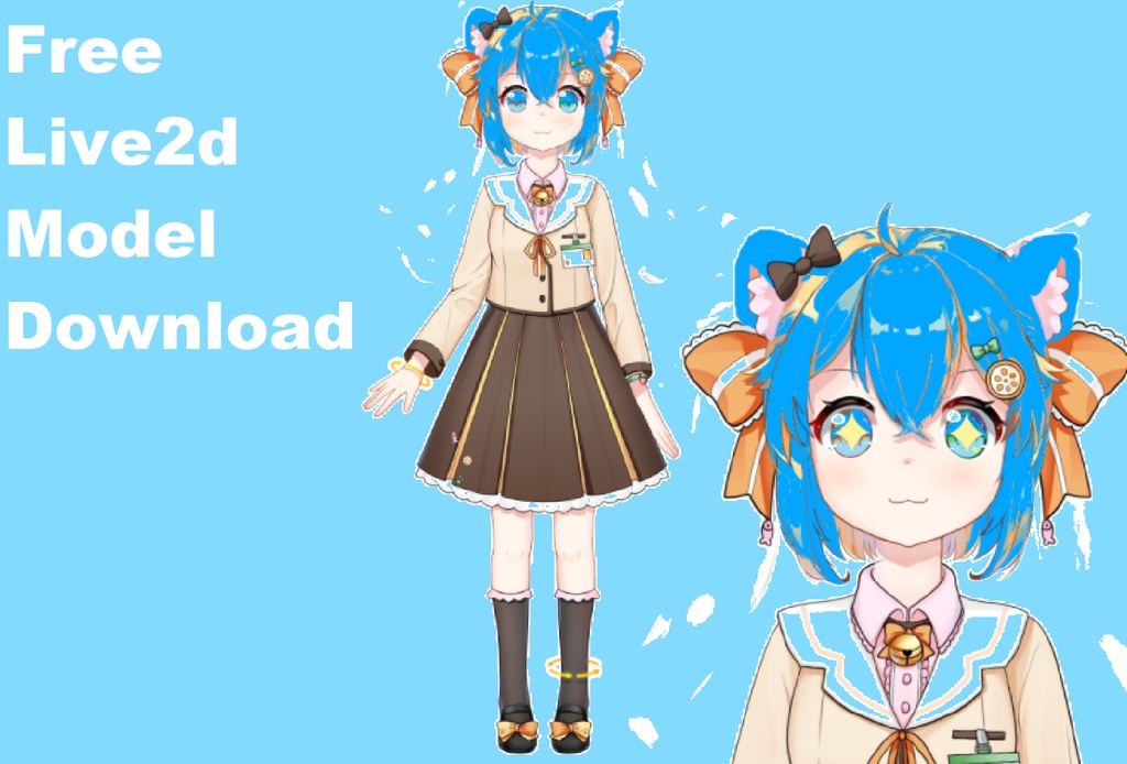 Free Derbychan Live2d Model Download with Rigging Blue Haired Girl