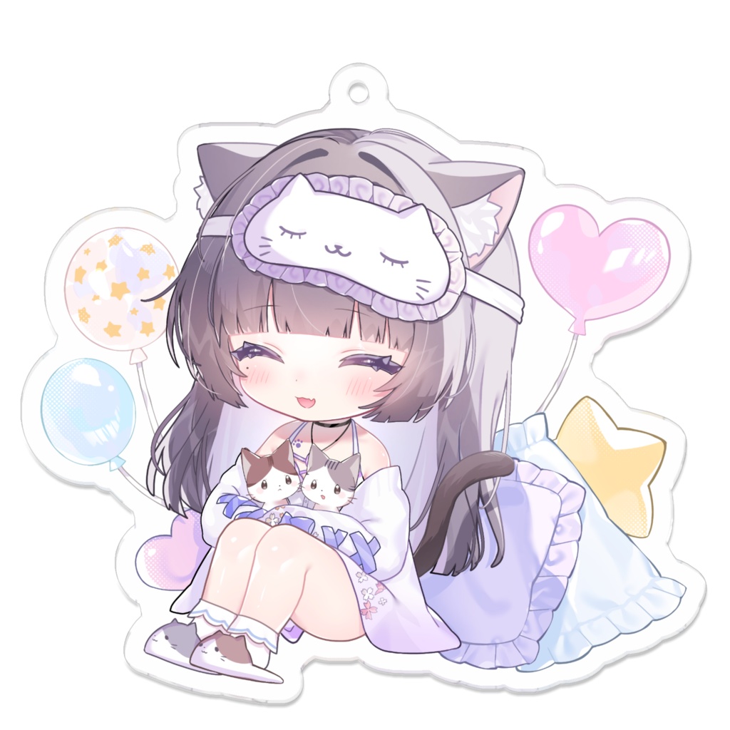 【２周年記念🎉】紗猫にあ🐾🔮　お祝い🎂アクリルキーホルダー（にっこり）2024（70 x 70 mm）