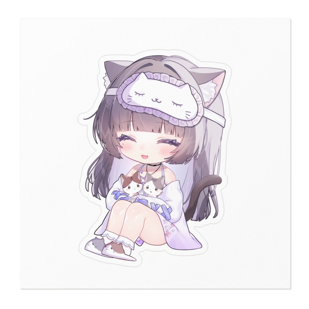 【2周年記念🎉】紗猫にあ🐾🔮 お祝い🎂ステッカー(にっこり)2024(100x100 mm)