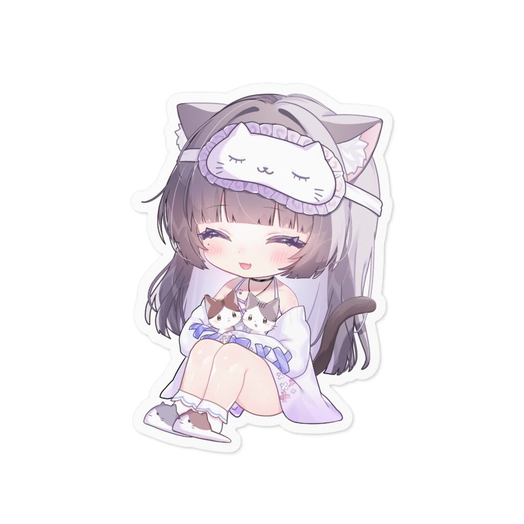 【２周年記念🎉】紗猫にあ🐾🔮　お祝い🎂ステッカー（にっこり）2024（100x100 mm）