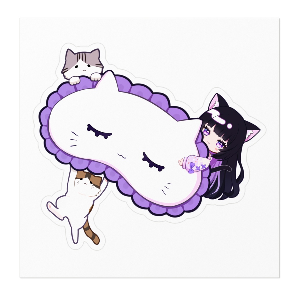 【2周年記念🎉】紗猫にあ🐾🔮 お祝い🎂アイマスクにゃ!ステッカー2024(100 x 100mm)