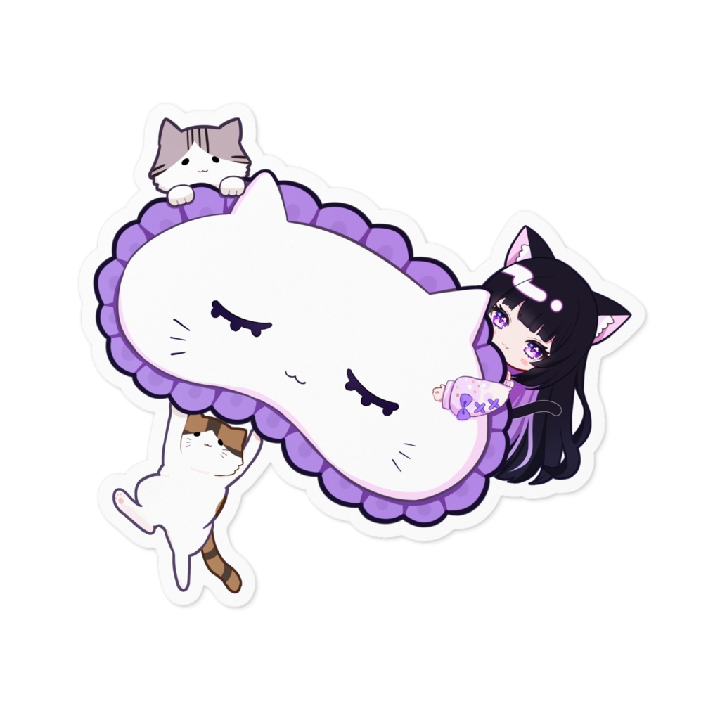 【２周年記念🎉】紗猫にあ🐾🔮　お祝い🎂アイマスクにゃ！ステッカー2024（100 x 100mm）