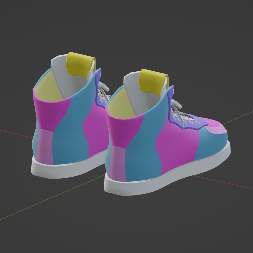 オリジナル3Dモデル『シューレーススニーカー』のblendファイルとテクスチャ6枚