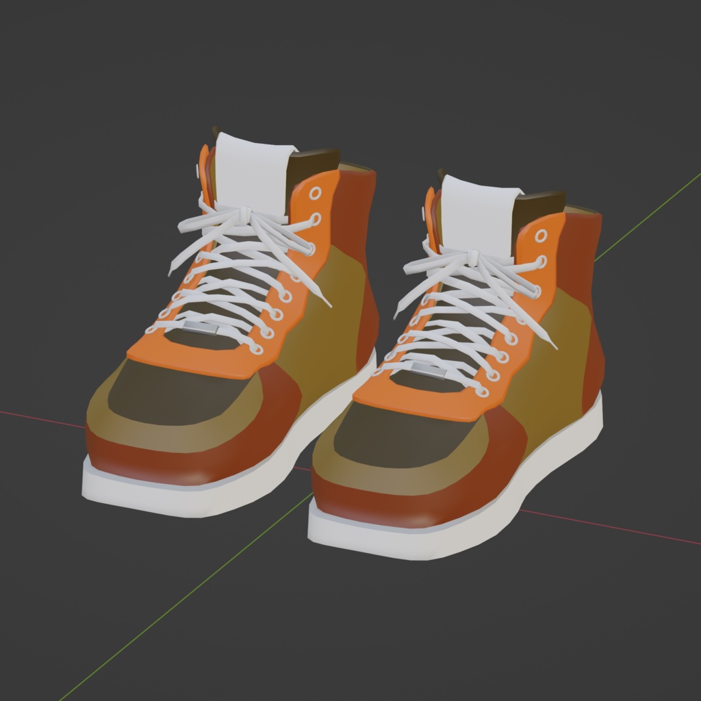 オリジナル3Dモデル『シューレーススニーカー』のblendファイルとテクスチャ6枚