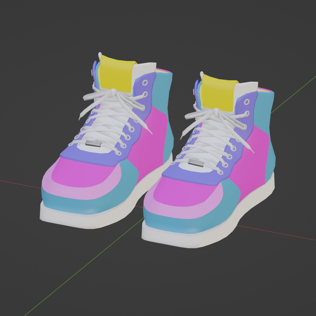 オリジナル3Dモデル『シューレーススニーカー』のblendファイルとテクスチャ6枚