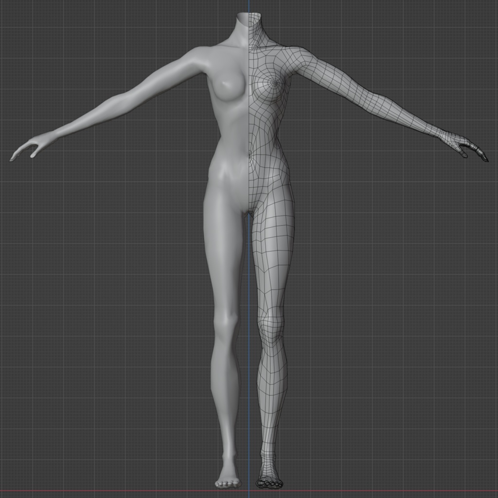 オリジナル3D女性モデル素体blendファイル