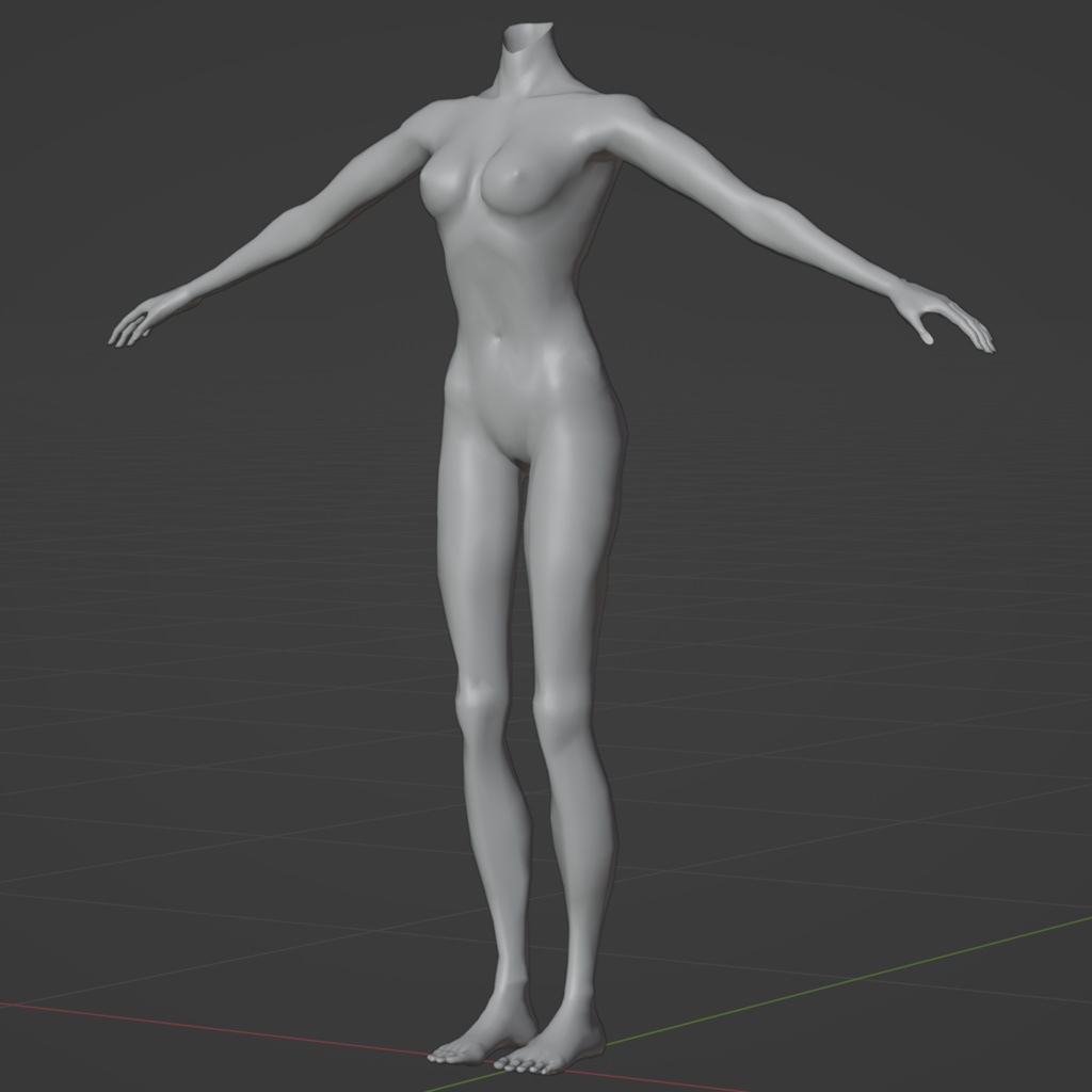 オリジナル3D女性モデル素体blendファイル