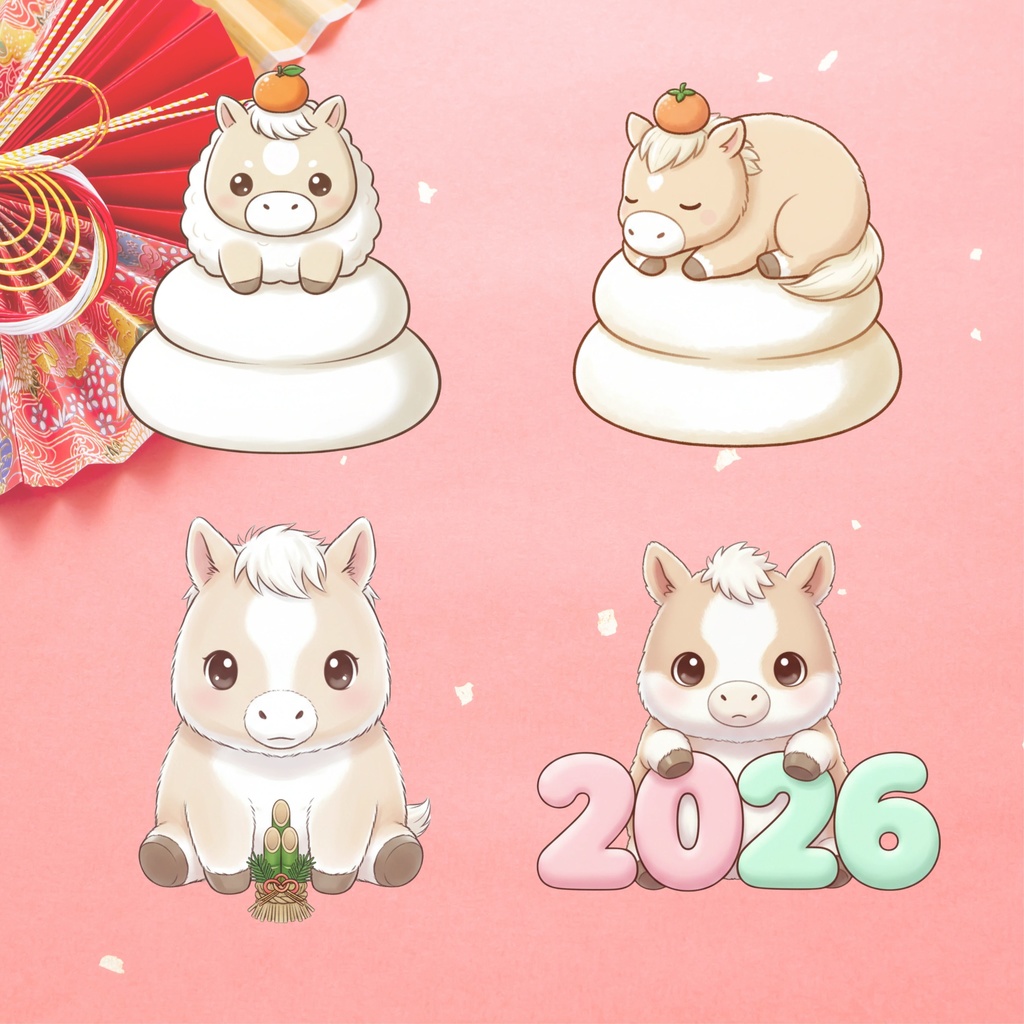 🐴 Fluffy New Year Loops – Baby Horse(GIF 8本セット)
