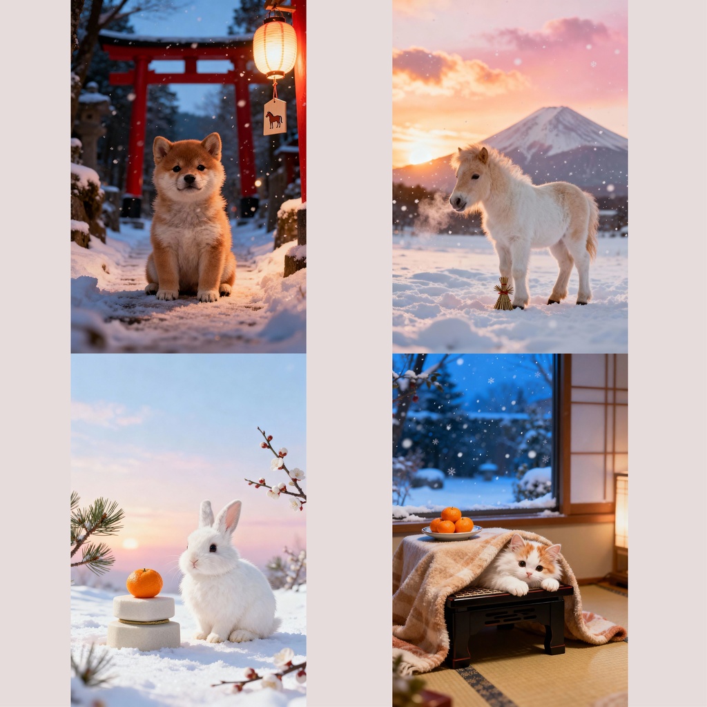🎍 New Year Postcards – Fluffy Collection(8枚セット)