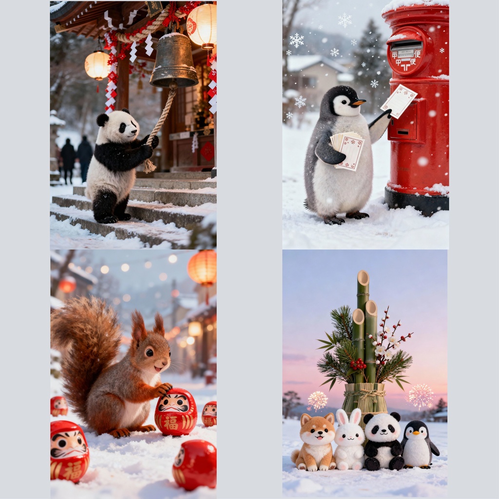 🎍 New Year Postcards – Fluffy Collection(8枚セット)