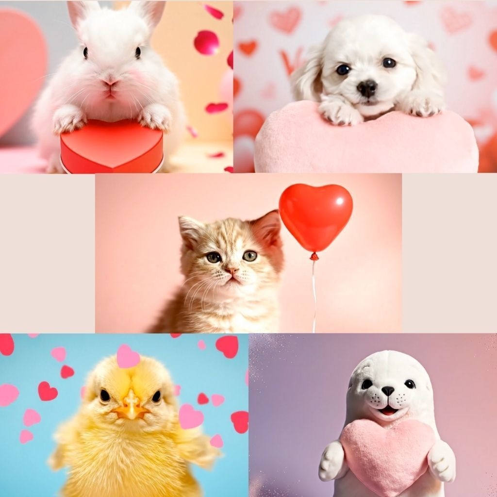 ふわふわ赤ちゃん動物ループ – バレンタイン