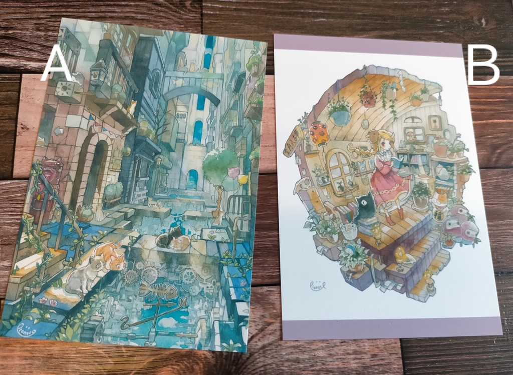 新作ポストカード(A空中キャット・Ｂ華古八角堂)