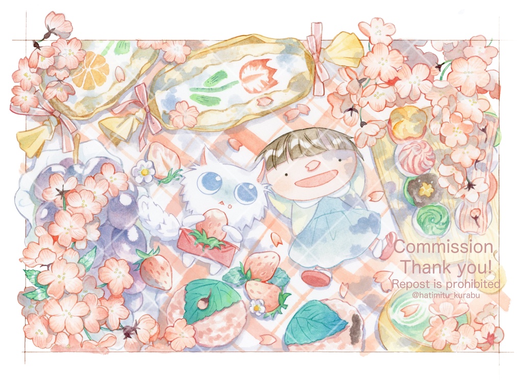 【デフォルメ】透明水彩/アナログ/イラストオーダーお受けします【原画郵送OK！】