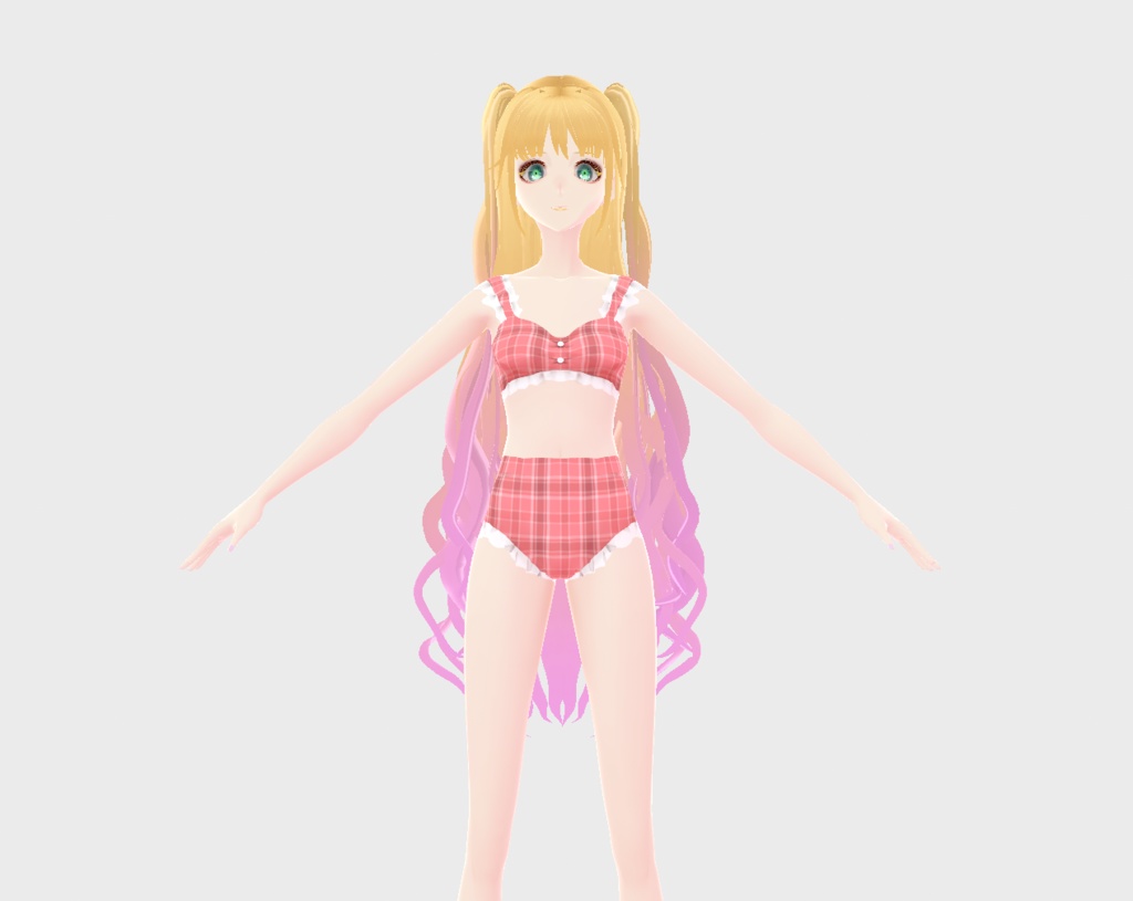 【VRoidヘアプリセット】ゆるふわハーフツイン