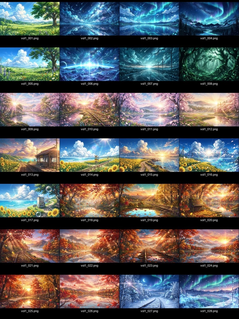 【背景素材140枚】背景セット Vol.1~アニメ風・幻想的な自然~【配信・ゲーム制作向け】