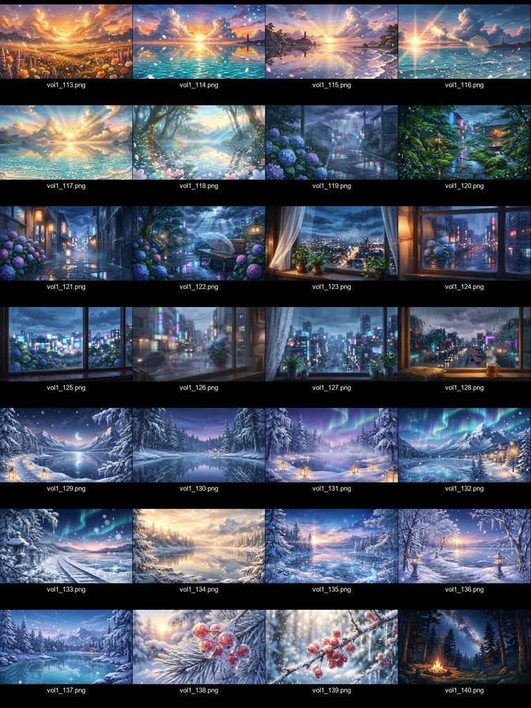 【背景素材140枚】背景セット Vol.1~アニメ風・幻想的な自然~【配信・ゲーム制作向け】