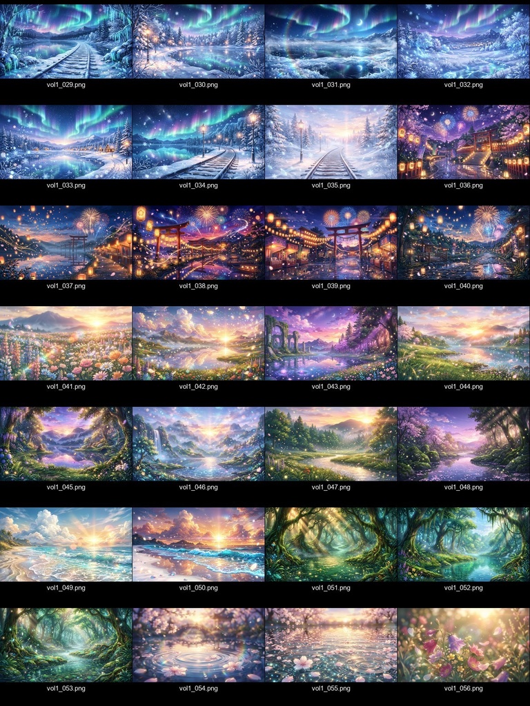 【背景素材140枚】背景セット Vol.1~アニメ風・幻想的な自然~【配信・ゲーム制作向け】