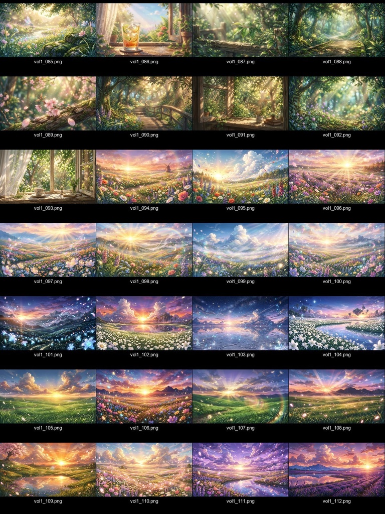 【背景素材140枚】背景セット Vol.1~アニメ風・幻想的な自然~【配信・ゲーム制作向け】