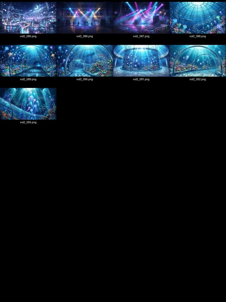【背景素材93枚】背景セット Vol.2~アニメ風・幻想的な夜の街~【配信・ゲーム制作向け】