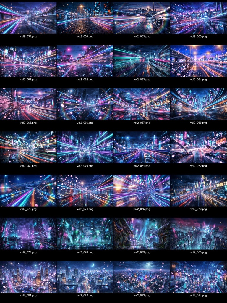 【背景素材93枚】背景セット Vol.2~アニメ風・幻想的な夜の街~【配信・ゲーム制作向け】