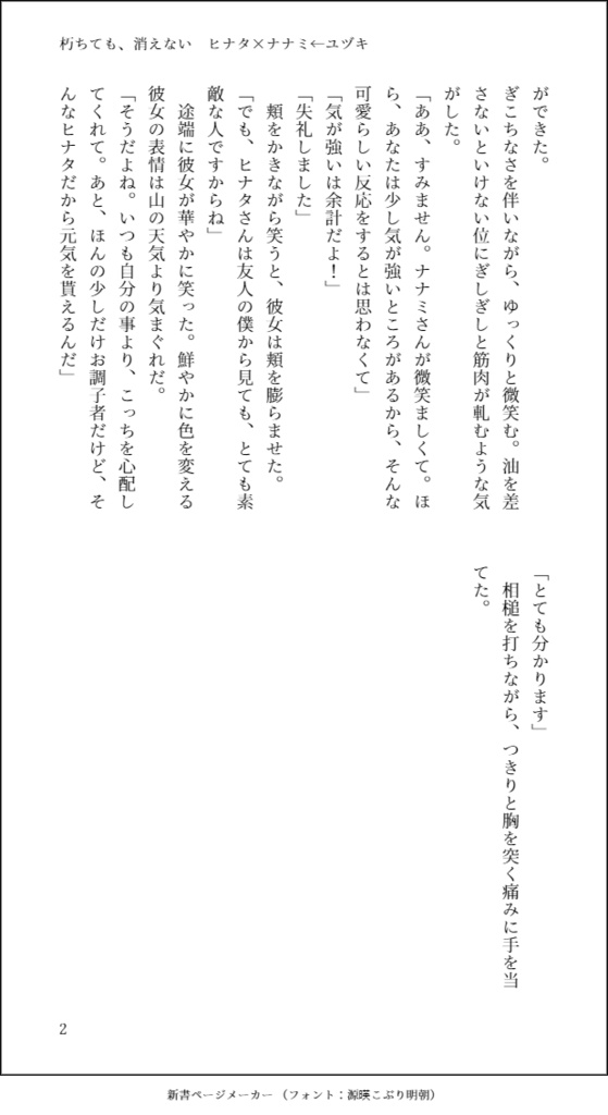 【ヒナナナ←ユヅキ】朽ちても、消えない