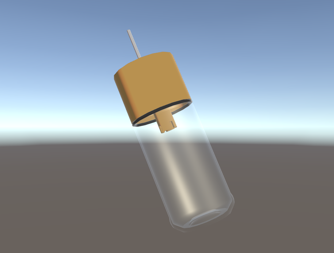 燃料に水や異物が混入していないか確認するためのボトル