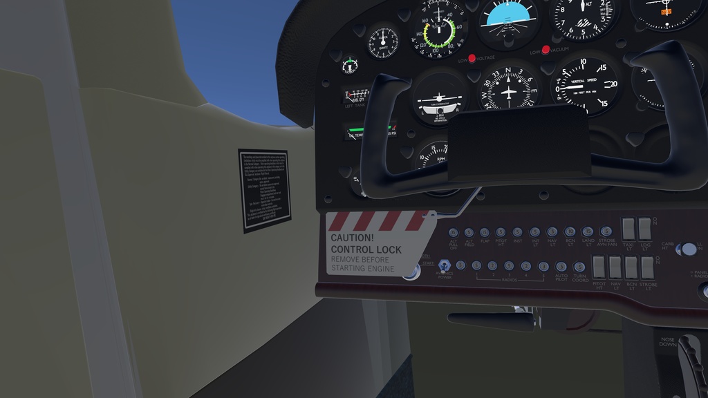 ピトー菅に異物が入らないようにするためのカバーと舵が風でバタつかないようにするためのガストロック