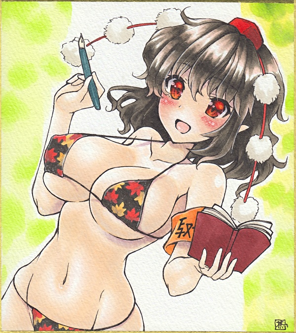 【原画】射命丸文　ミニ色紙