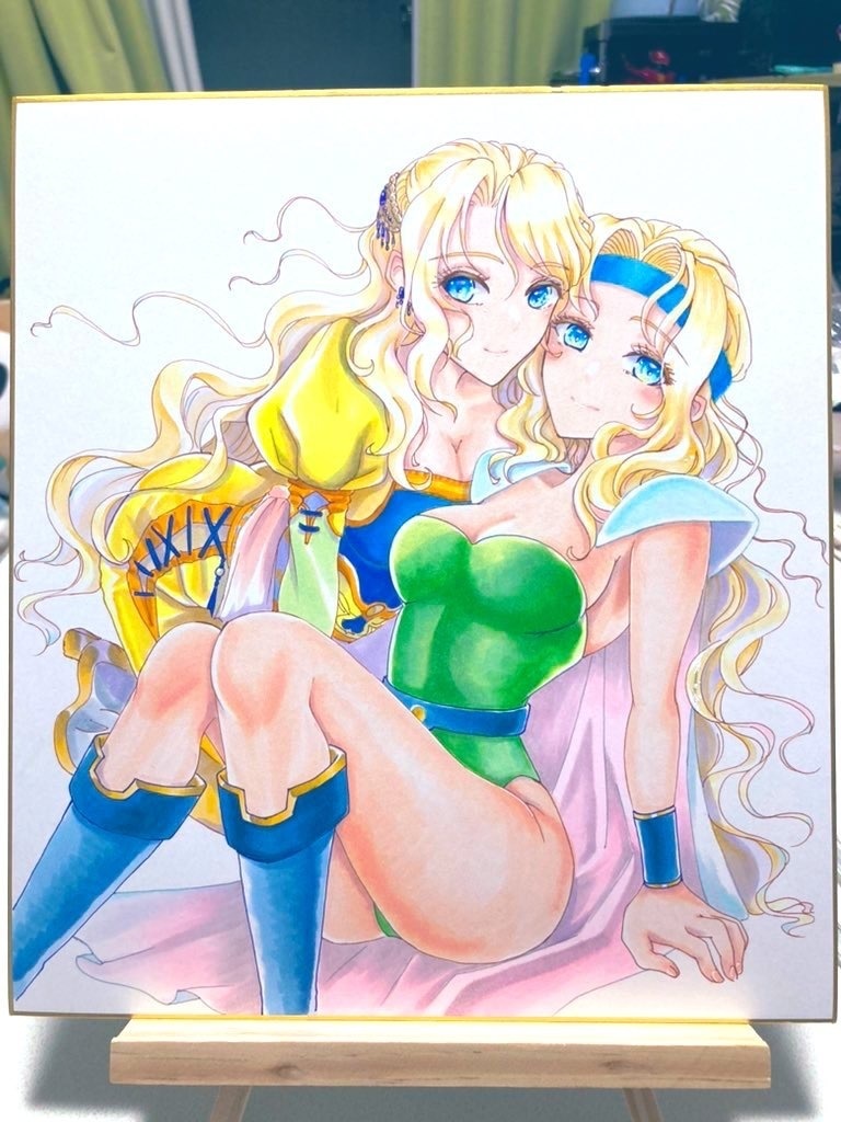 【受注製作】直筆イラスト大色紙(キャラ2名)