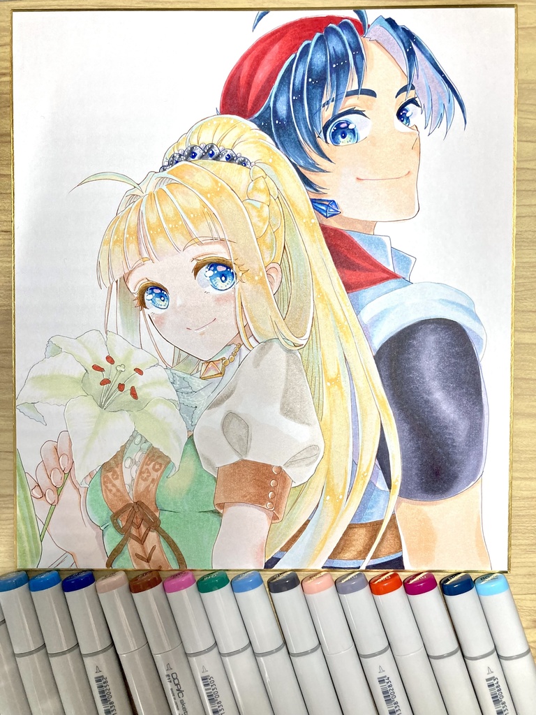 【受注製作】直筆イラスト大色紙（キャラ2名）