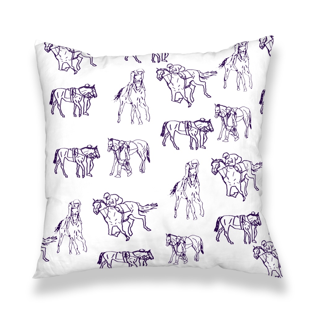 馬散らし柄 クッションカバー