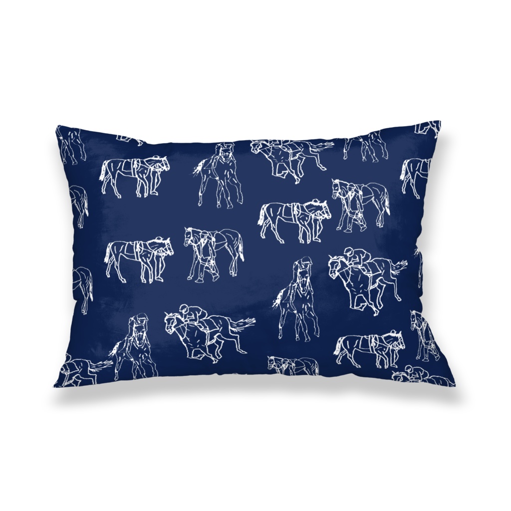 馬散らし柄〈藍〉 枕カバー