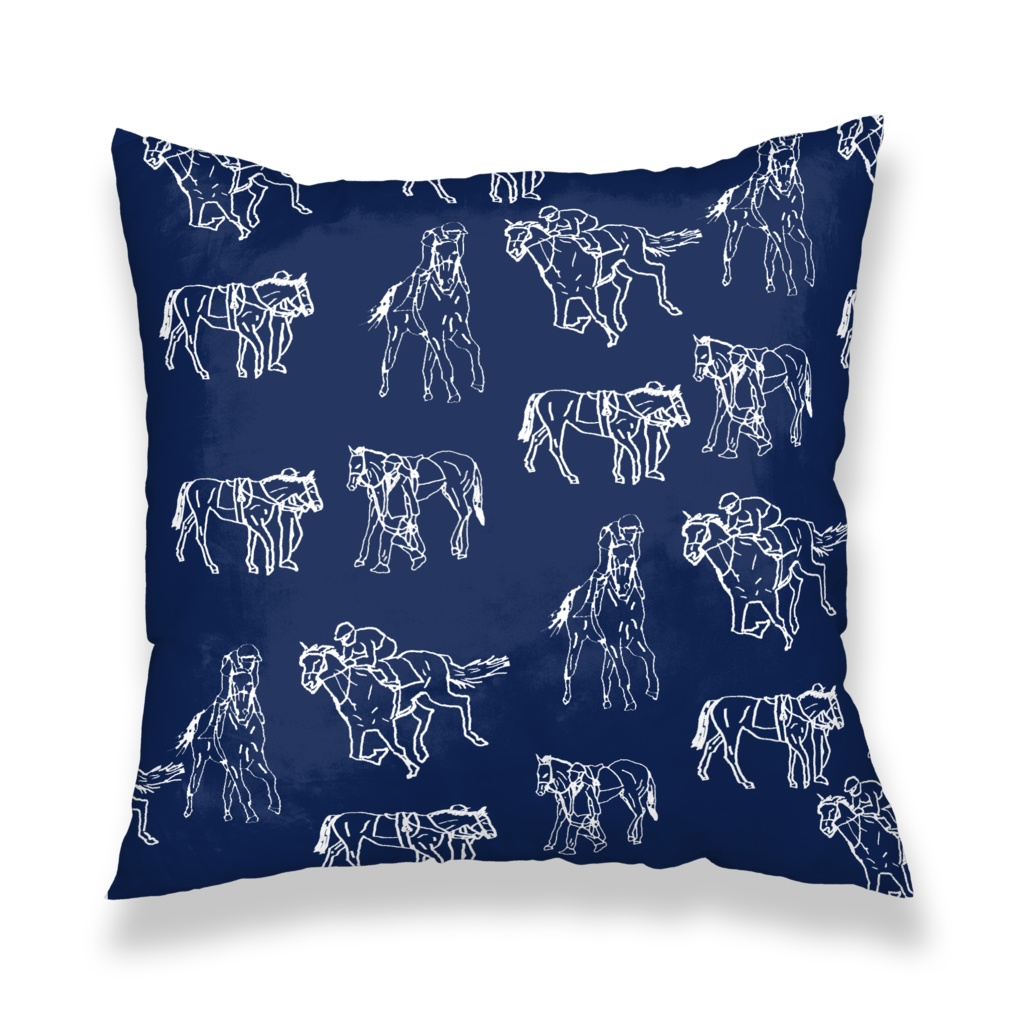 馬散らし柄〈藍〉 クッションカバー