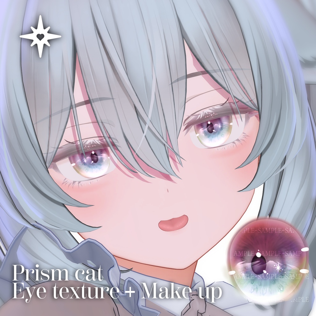 【6アバター対応】 Prism cat eye texture (10color) + makeup