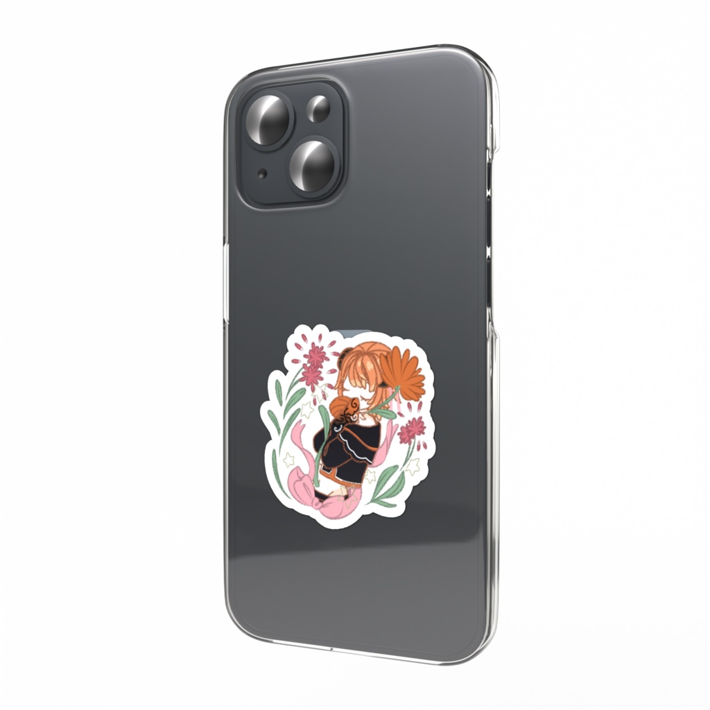スマホステッカー(花を抱く)
