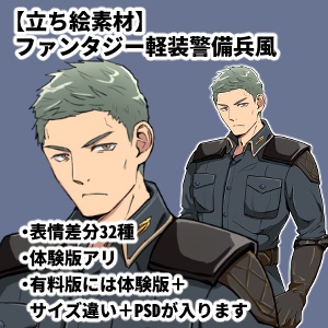 【立ち絵素材】ファンタジー軽装警備兵風男
