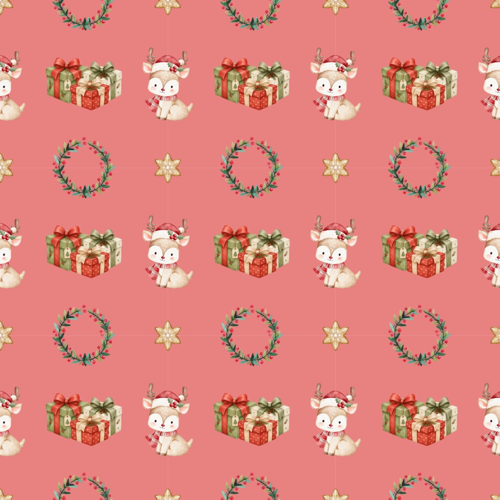 トナカイクリスマス デジタルペーパー|5カラーセット|印刷用