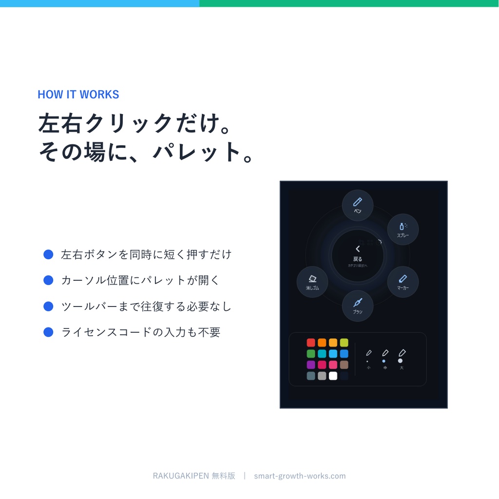 RAKUGAKIPEN 無料版 — カーソル中心スクリーン注釈ツール(お試し版)