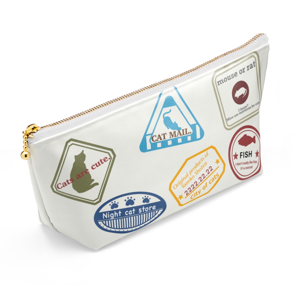 猫街エアメール風デザインポーチ