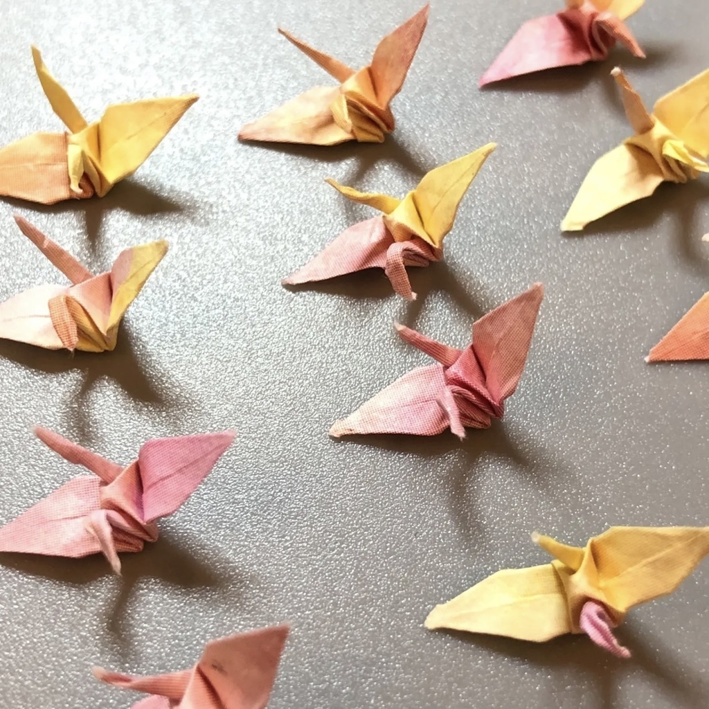 ミニチュア 折り紙 折り鶴 20羽 | ピンク×イエロー