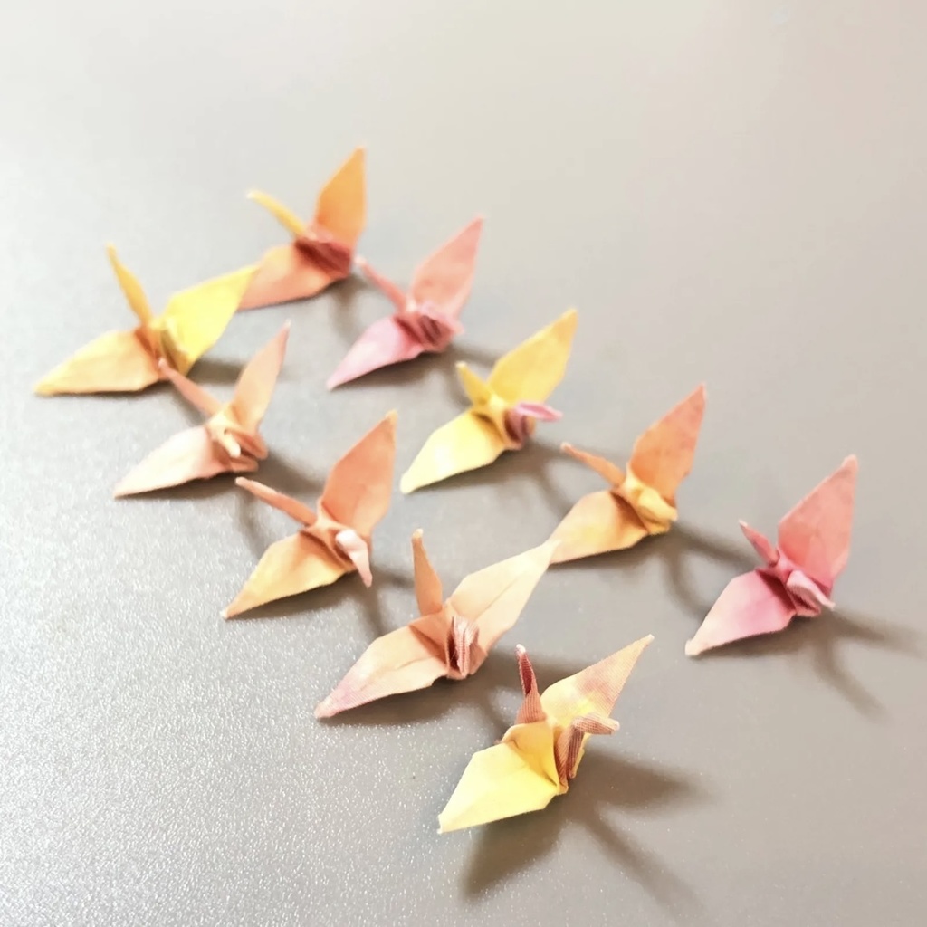 ミニチュア 折り紙 折り鶴 20羽 | ピンク×イエロー