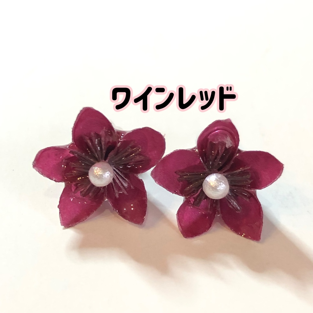 『花のかけら』 グラシンペーパー 折り紙 ピアス | 秋冬カラー